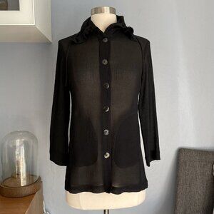 Citron Santa Monica Silk Textured Button Front Shirt Sheer Size PXS Black